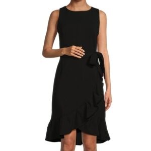 Calvin Klein. Women's Scuba-Crepe Belted Ruffle Mini Dress. New!